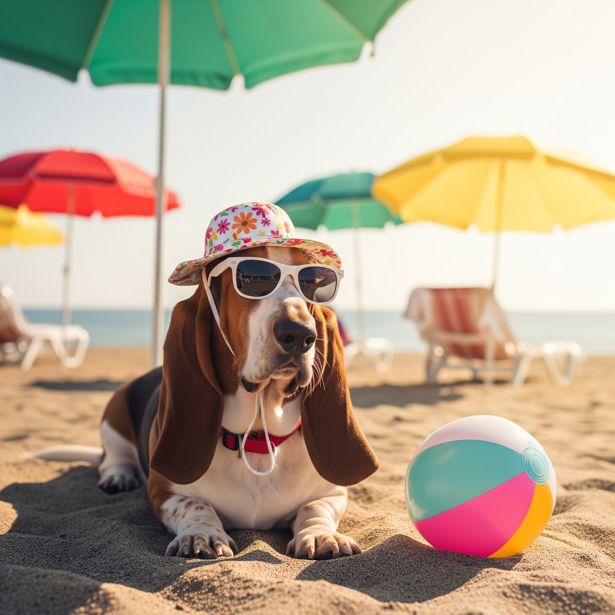 Basset Hound on holiday.